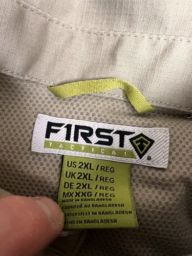 First Tactical Shirt Mens 2XL XXL Beige Button Up Gun Shooting Ammo Pockets Big - Picture 4 of 13