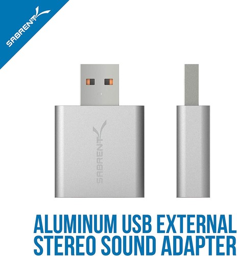 Sabrent USB Aluminum External Stereo Sound Adapter, Silver (AU-EMAC) - Picture 2 of 8