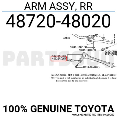4872048020 Genuine Toyota ARM ASSY, RR 48720-48020 | eBay