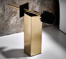 Brushed Gold Free Standing Square Toilet Brush Holder Set Stainless Steel304