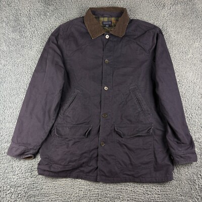 Lands End Jacket Mens XL Navy Purple Chore Tartan Lining Field
