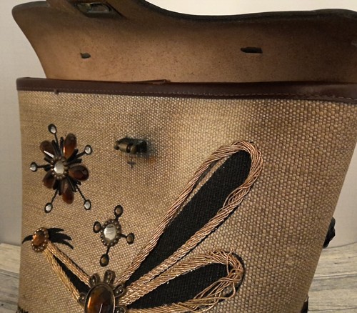 Vintage 1960s Enid Collins Canvas Purse w/Dark Brown Trim--Road Runner - Picture 7 of 18