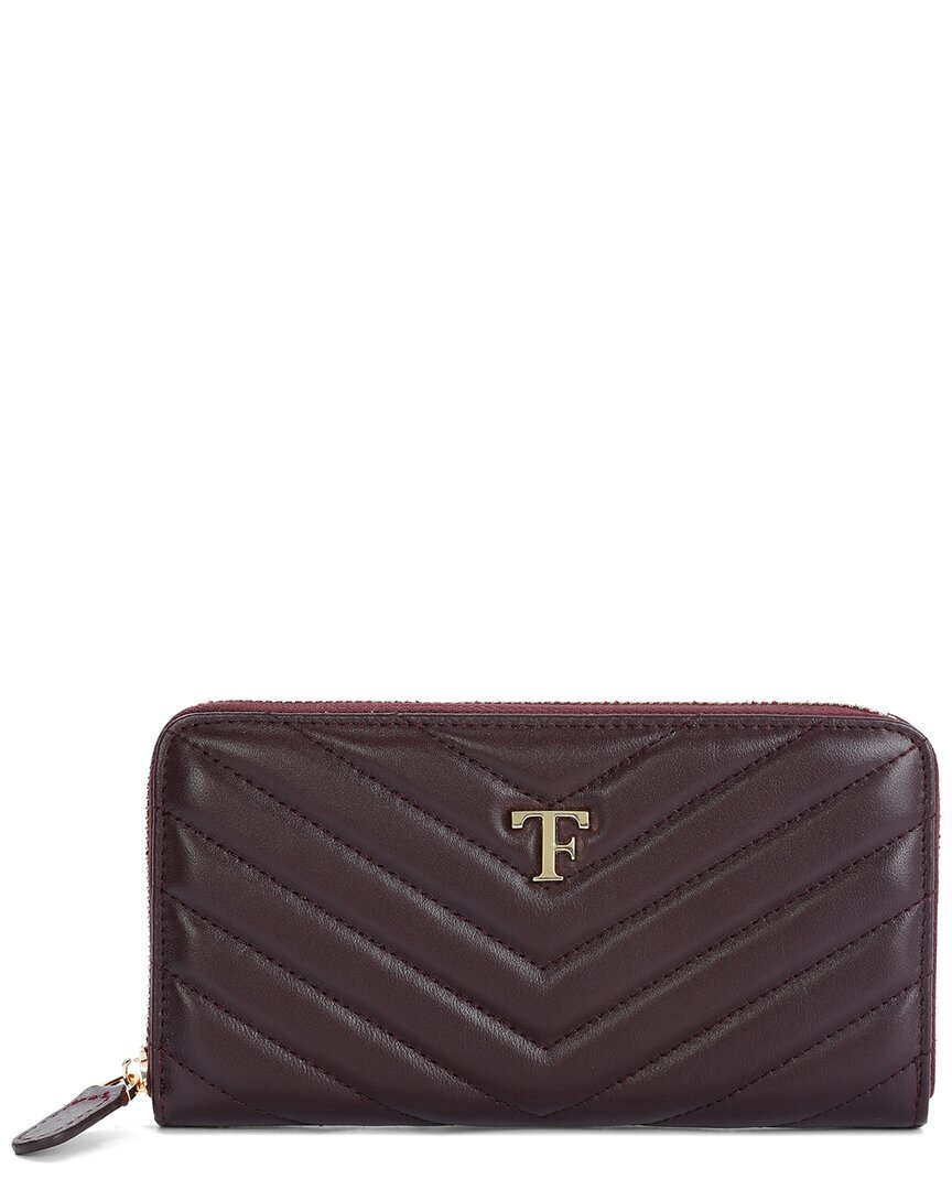 Женский стеганый кожаный кошелек Tiffany - Fred Paris V-образной формы красного цвета 15290₽