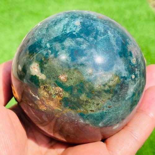 593g Natural Colourful Ocean Jasper Geode Sphere Quartz Crystal Ball Specimen - Picture 12 of 16