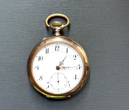 IWC Lepine Taschenuhr Silber, mit vergoldeten Zeigern 0,800 Silber.