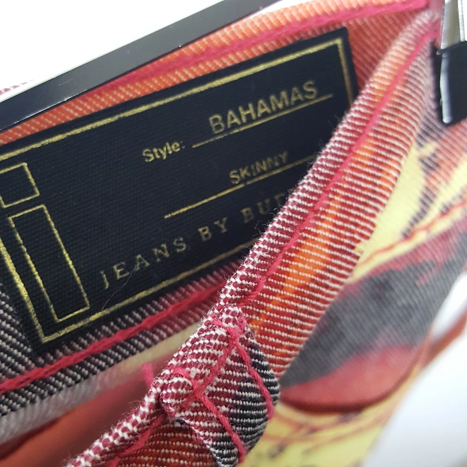 NUEVO iJeans by Buffalo Talla 12 Pantalones Cortos Denim Bahama Ajustados Puesta de Sol Palmera Puesta de Sol Foto 4 de 4