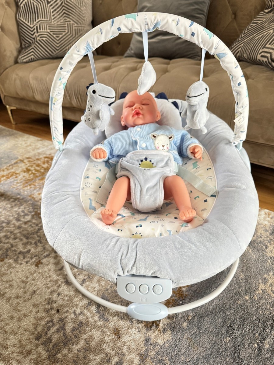 LADIDA Blue Baby Bouncer Recliner Padded Seat, Music Vibration