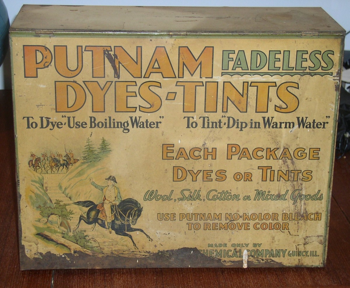 四geputnam fadeless dyes Putnam's Fadeless Dyes-Tints antique Store Counter Display