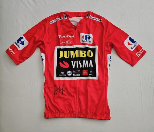 Primoz Roglic signed 2020 Vuelta a Espana cycling jersey Team Jumbo Visma