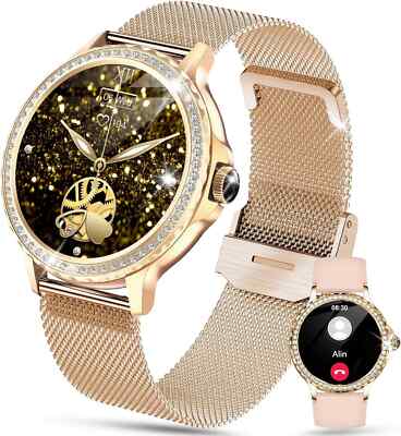 Smartwatch Frauen mit Telefonfunktion Armbanduhr Watch für iPhone Samsung Huawei