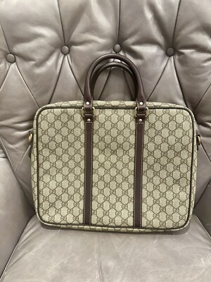 Authentic gucci GG Supreme canvas and patent lather Briefcase no Shoulder Strap