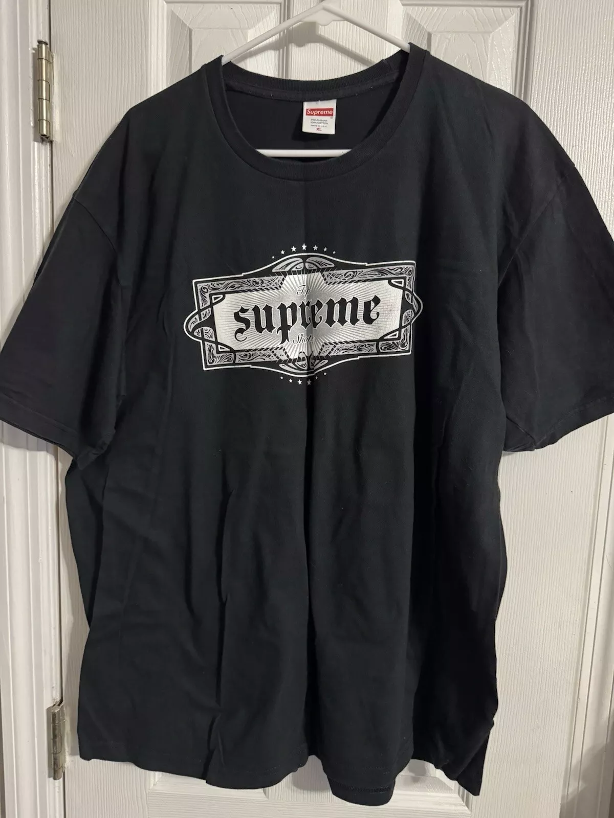 Supreme Top Shotta Graphic T shirt Homme Noir Manches Courtes (SS22) (Taille XL)