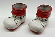 Pair of Mini Vintage Christmas Booties Boots Figurine Paper Japan Sticker