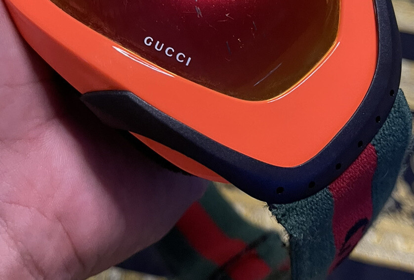 100% AUTHENTIC GUCCI SNOWBOARD SKI NEON ORANGE GOGGLES  display picture 1
