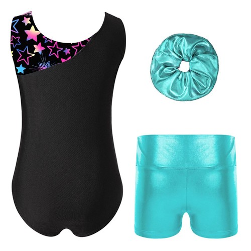 Girls Set Stretchy Clothes Sparkly Outfit Sport Leotards Metallic Bodysuit Kids - Picture 23 of 53