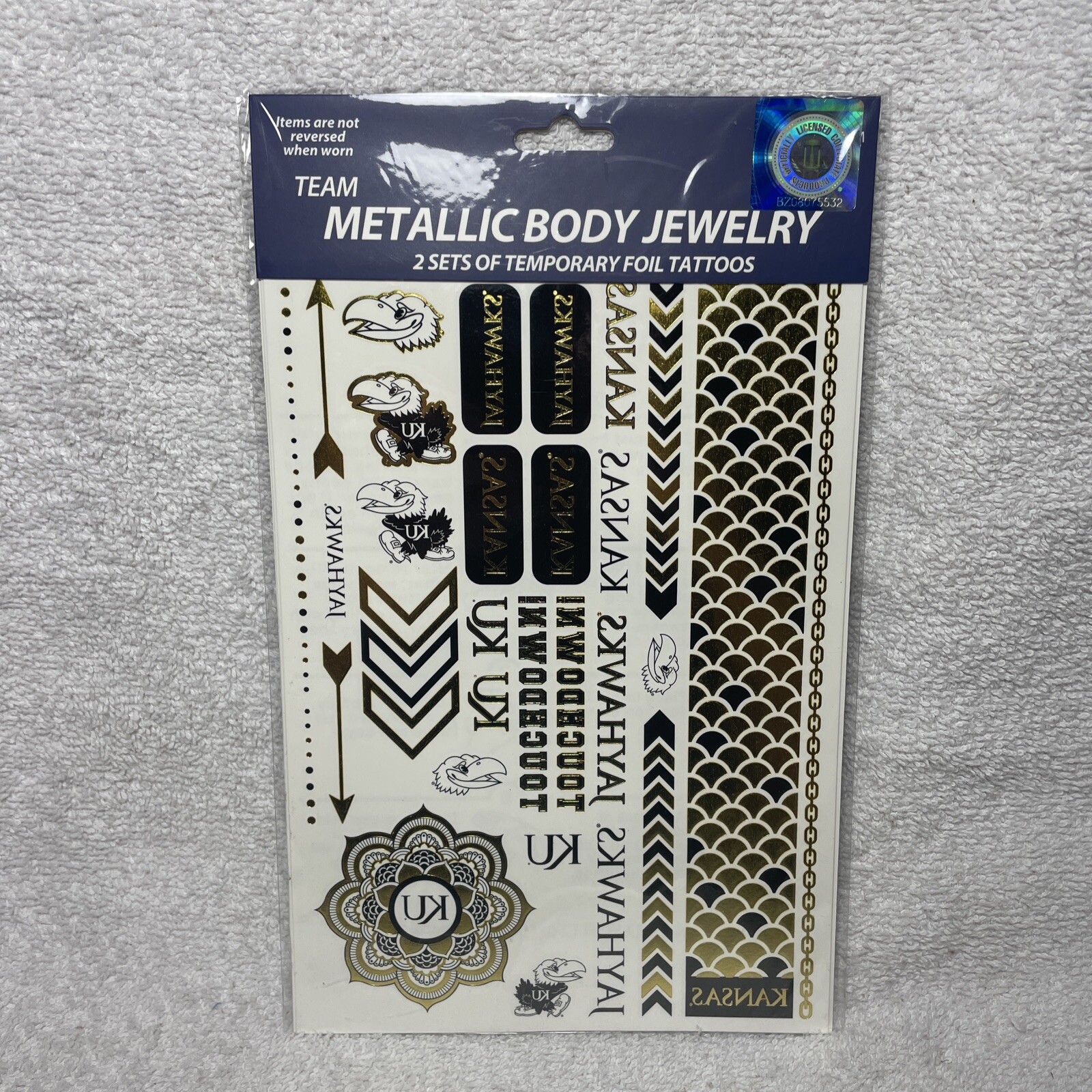 NCAA Metallic Temporary Tattoos - Official Team Logo Body Jewelry, Gold & Silver Designs 7 thumbnail image