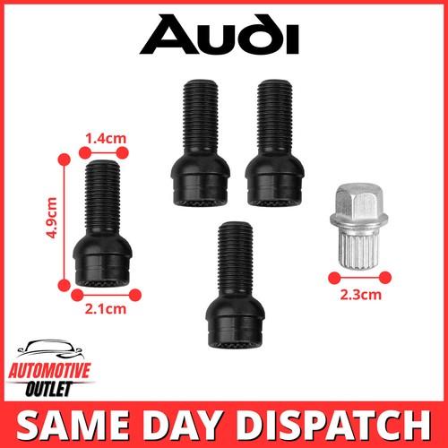 4+1 SET ANTI THEFT WHEEL BOLT LOCK LUG NUT 14mm KEY FOR AUDI BEETLE ...