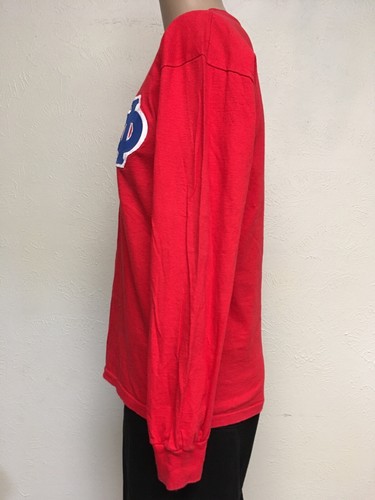 Vintage 80s HANES NU ALPHA PHI PATCH GRAPHIC LONG SLEEVE T SHIRT Red USA MADE M - Picture 3 of 12