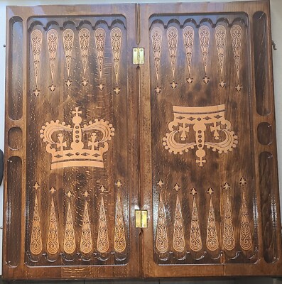 Handmade Carved Wooden Armenian Checker/Chase/Backgammon set