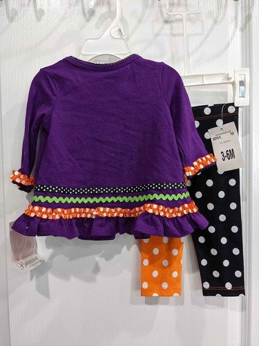 Bonnie Jean Baby Girls Halloween Ghost Holiday Dress Legging Polka Outfit Set - Picture 3 of 5