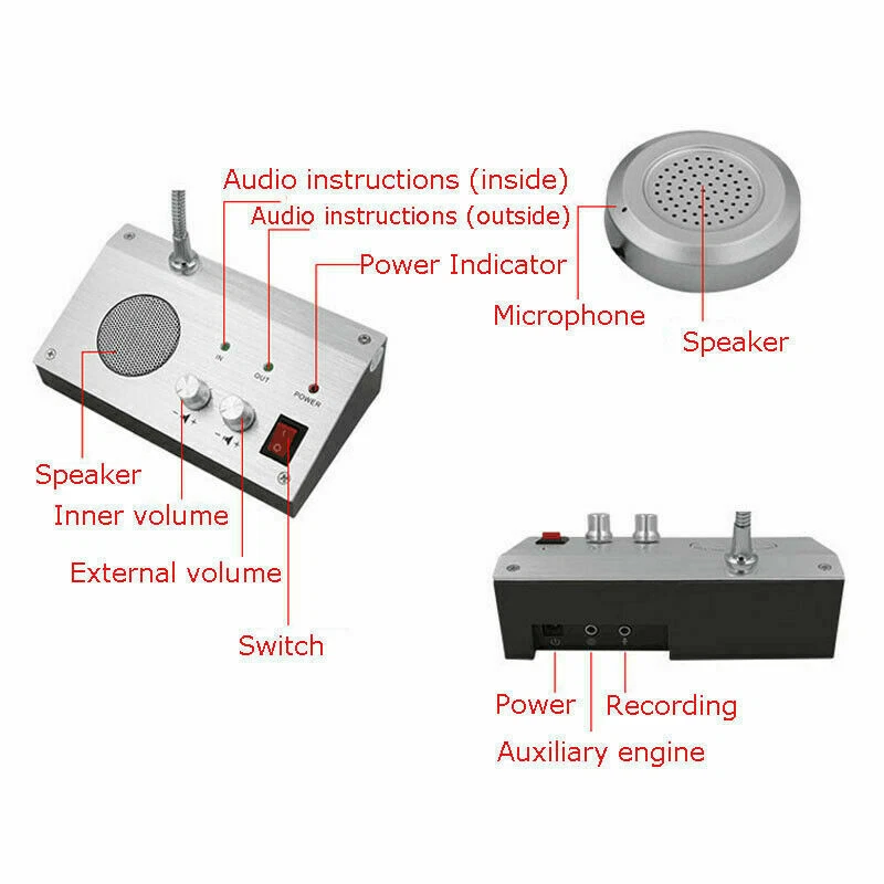 110-240V 2 Way Audio Window Glass Counter Intercom Speaker Bank Store Cashier - Image 3 of 4