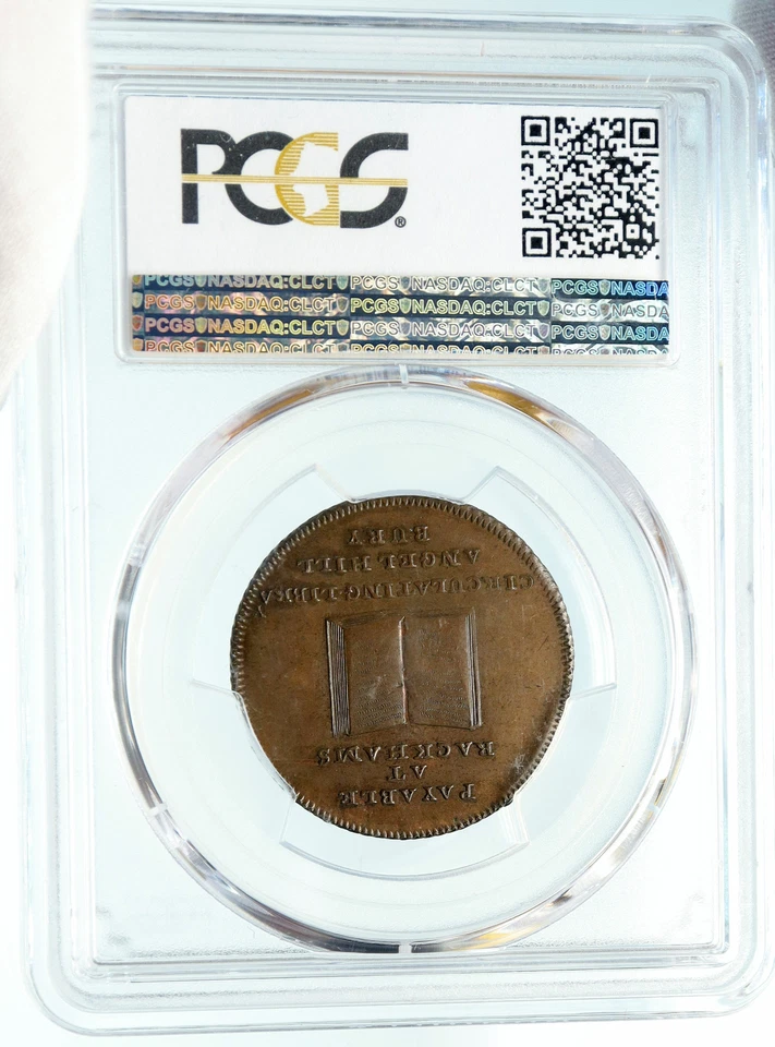 1790 ENGLAND UK Suffolk Bury Abbey Gate Antique 1/2 P Conder Token PCGS i84019 - Image 4 of 4