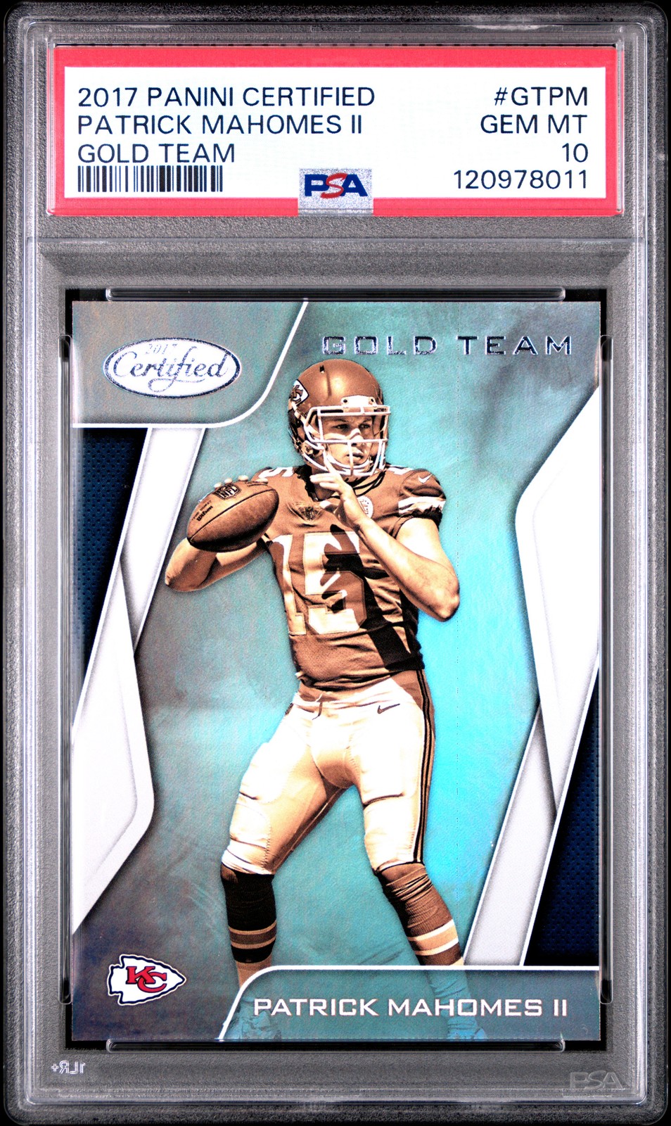 2017 Certified #GTPM Patrick Mahomes II Rookie Gold Team Chiefs RC PSA 10
