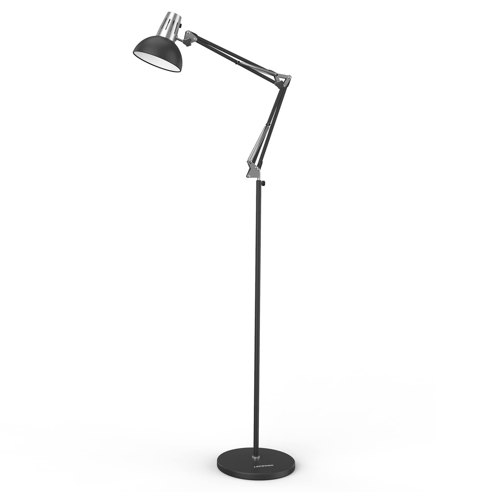 LEPOWER Swing Arm Industrial Floor Lamp with Heavy Metal Base for Living Room Office