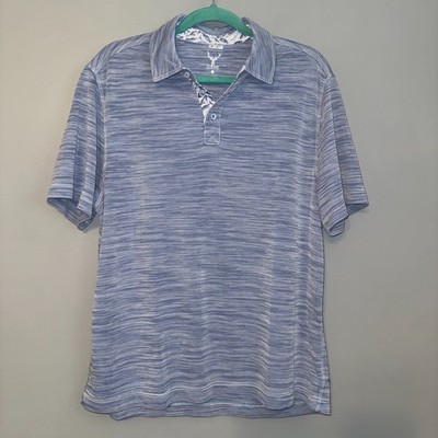 Nicoby Polo Shirt Heather Blue Short Sleeve Golf Pullover Men's Size Large FLAW
