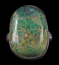 Vintage Native American Sterling Olive Green Mix Turquoise Ring 10.4gr