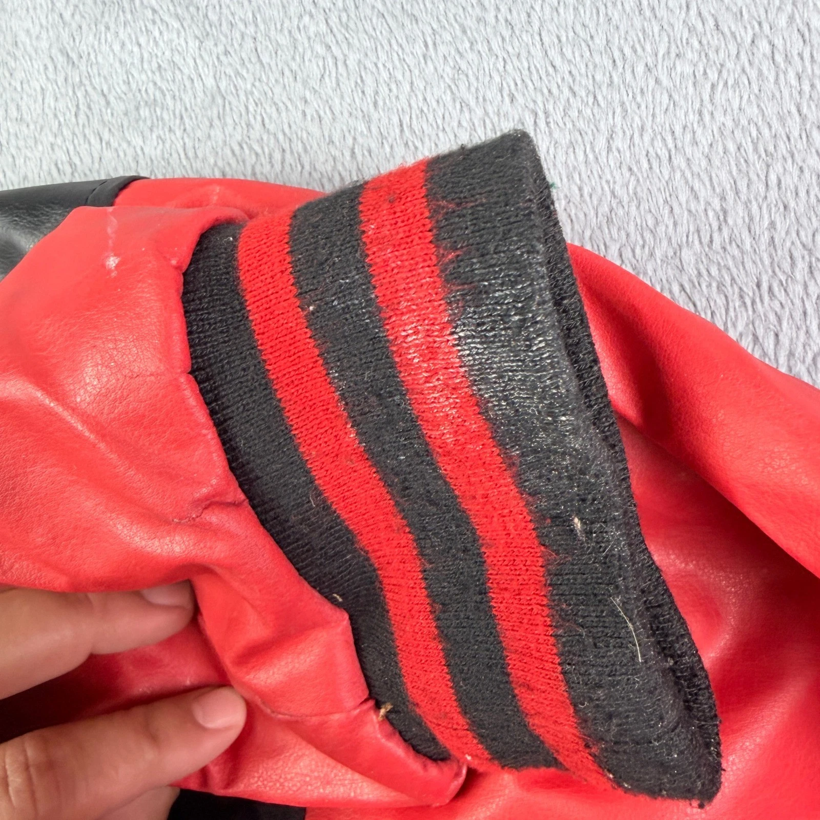 Chevrolet Racing Varsity Jacket Black Red Faux Leather Wool Blend Mens XL - product detail image 12