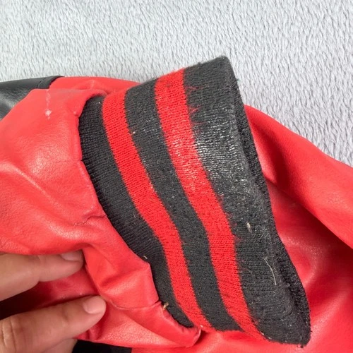 Chevrolet Racing Varsity Jacket Black Red Faux Leather Wool Blend Mens XL image 12
