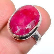Ruby Gemstone Band Ring Size 925 Sterling Silver