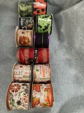 11 Rolls Of Fall And Halloween Ribbon New And Partial Rolls