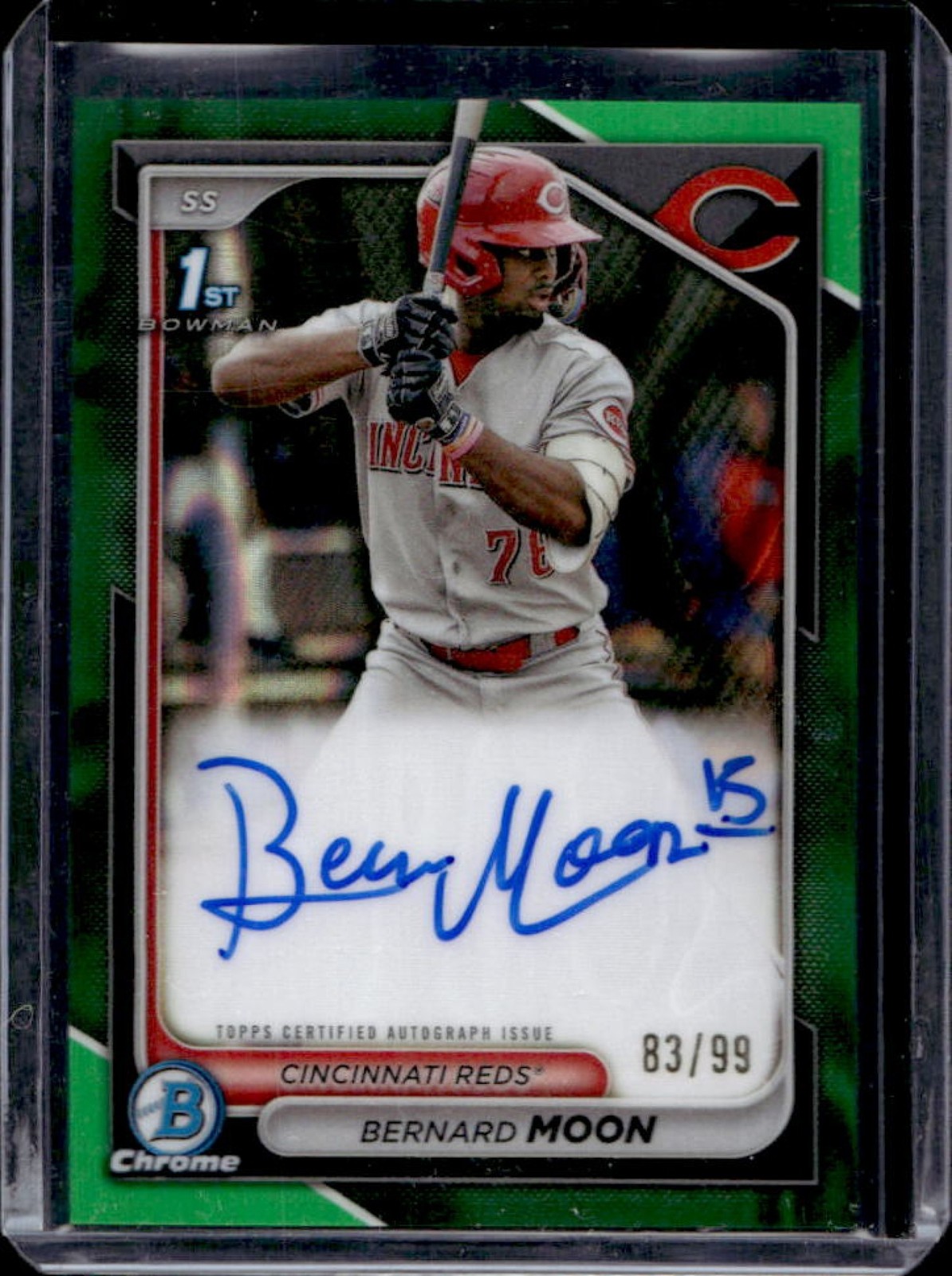 2024 Bowman Chrome Bernard Moon Auto 1st Green Lava Refractor #83/99