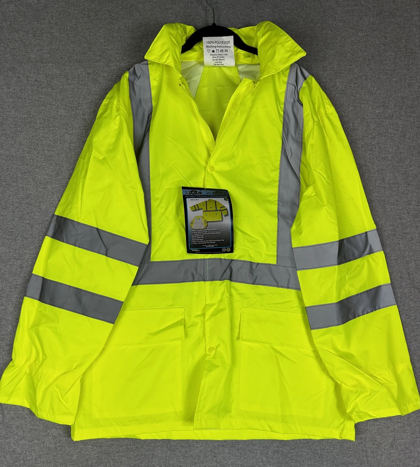 Radians Radwear Jacket Mens Medium Yellow Hi Vis Class 3 Hooded Rain RW10-3S1Y image 1