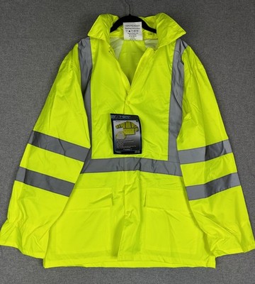 Radians Radwear Jacket Mens Medium Yellow Hi Vis Class 3 Hooded Rain RW10-3S1Y