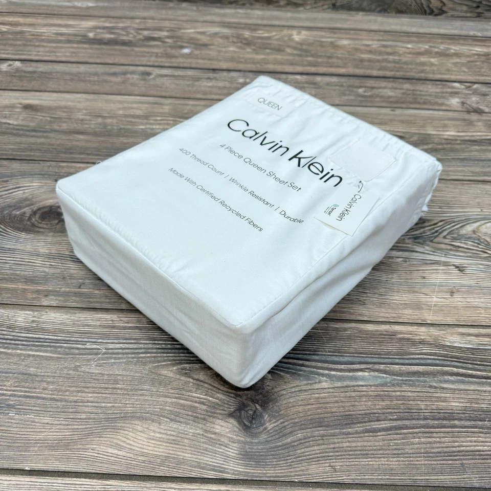 CALVIN KLEIN 4 изделия королева простыни комплект 400 нитей Tencel смесь белый новый с Ярлыками - Изображение 2 из 4