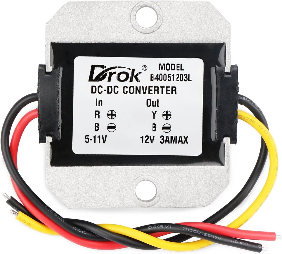 DROK 5V to 12V Step Up Converter, DC 5V-11V Boost Converter 3A, Silver - Image 2 of 4