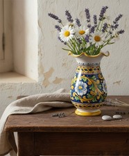 VASO GRANDE IN CERAMICA SICILIANA DECORO BAROCCO ART 16