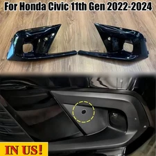 Gloss Black Front Fog Lights Cover W/Radar Hole for Honda Civic 11th Gen 2022-24