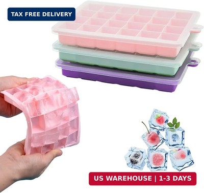 TAO CICADA Ice Cube Tray, 3 Pack Silicone Ice Cube Molds, Ice Cube Trays, Silico