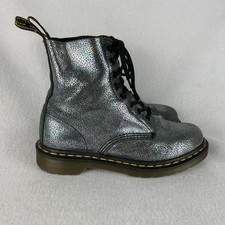 Dr. Martens Pascal Gray Multi Iridescent Oil Slick Boot Women's Leather US 7
