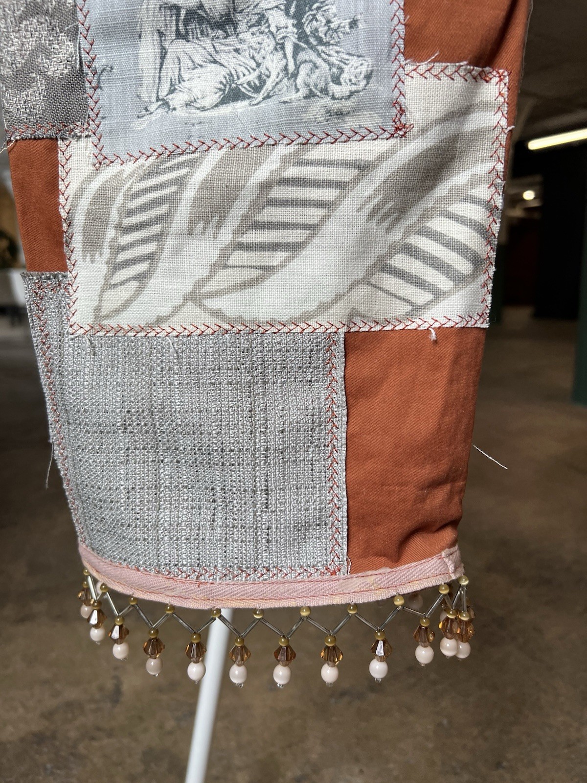 Patchwork Upcycled Pants Gray And Rust Boho - image 8