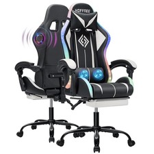 RGB Gaming Chair with Bluetooth Speakers Massage Ergonomic High Back W/Footrest