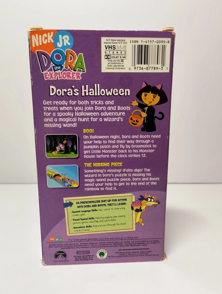 Dora the Explorer Dora's Halloween VHS Tape 2004 Nick Jr Vintage Good Tested - Image 4 of 4