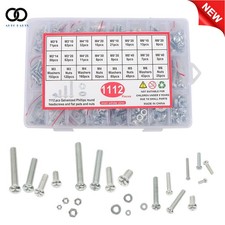 Metric Machine Nuts And Bolts Assortment Kits 1112 Pcs M3/M4/M5/M6 With Box