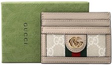 NEW GUCCI OPHIDIA DOUBLE G GREEN RED WEB GG SUPREME CARD CASE WALLET W/BOX