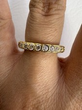 Gorgeous Cz Gold Vermeil 925 Sterling Silver Band Ring Size 6.75