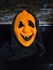 Vintage Fun World Easter Unlimited Orange Scream Goofy Ghost Face Mask